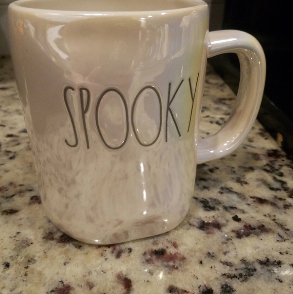 NEW VHTF Rae Dunn WHITE Iridescent SPOOKYHalloween Mug New...